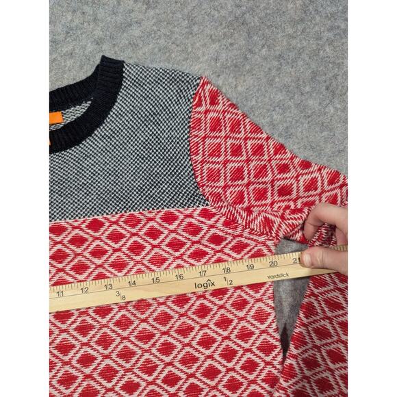 Joe Fresh Women's Red Knit Christmas Holiday Sweater Black White Size Med - Picture 6 of 8